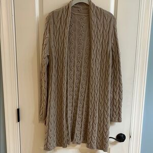 J Jill Cozy Cable Knit Cardigan Sweater - Tan